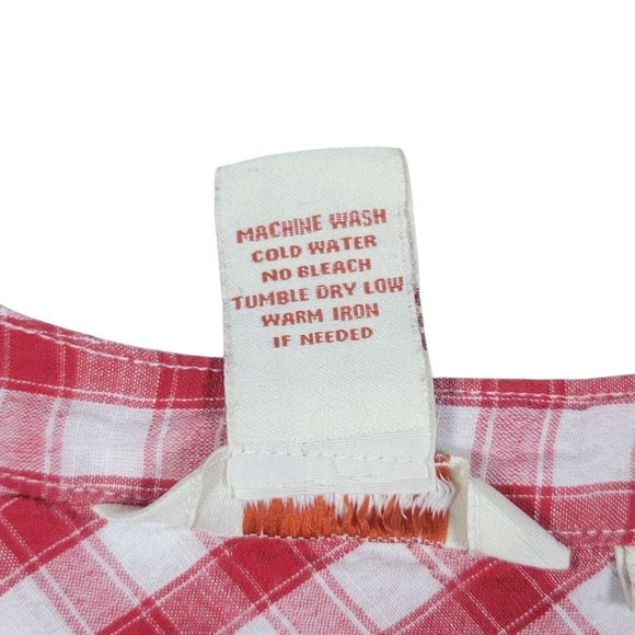 Sundance Top Womens L Red Gingham Check Ruffle Button Shirt Prairie Cottagecore - Picture 7 of 9
